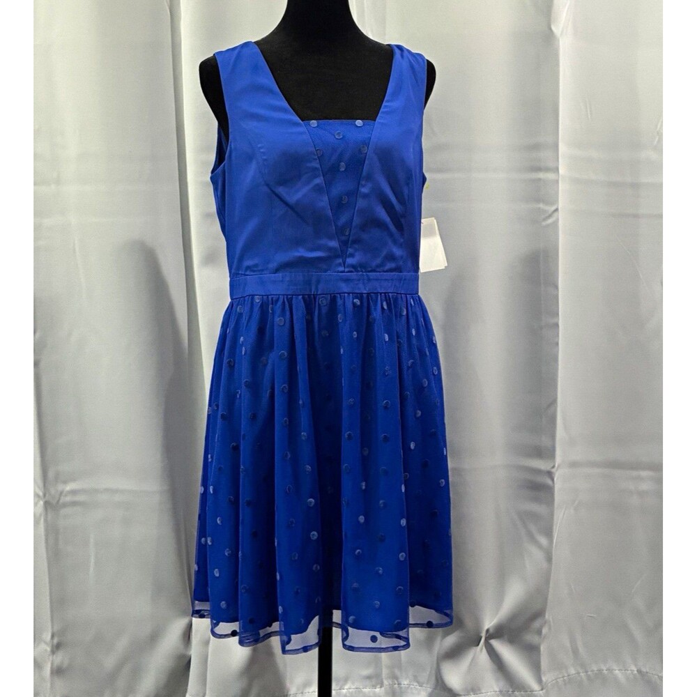 Mac + Jac Women’s XL Royal Blue Polka Dot Tulle Fit Flare Party Dress